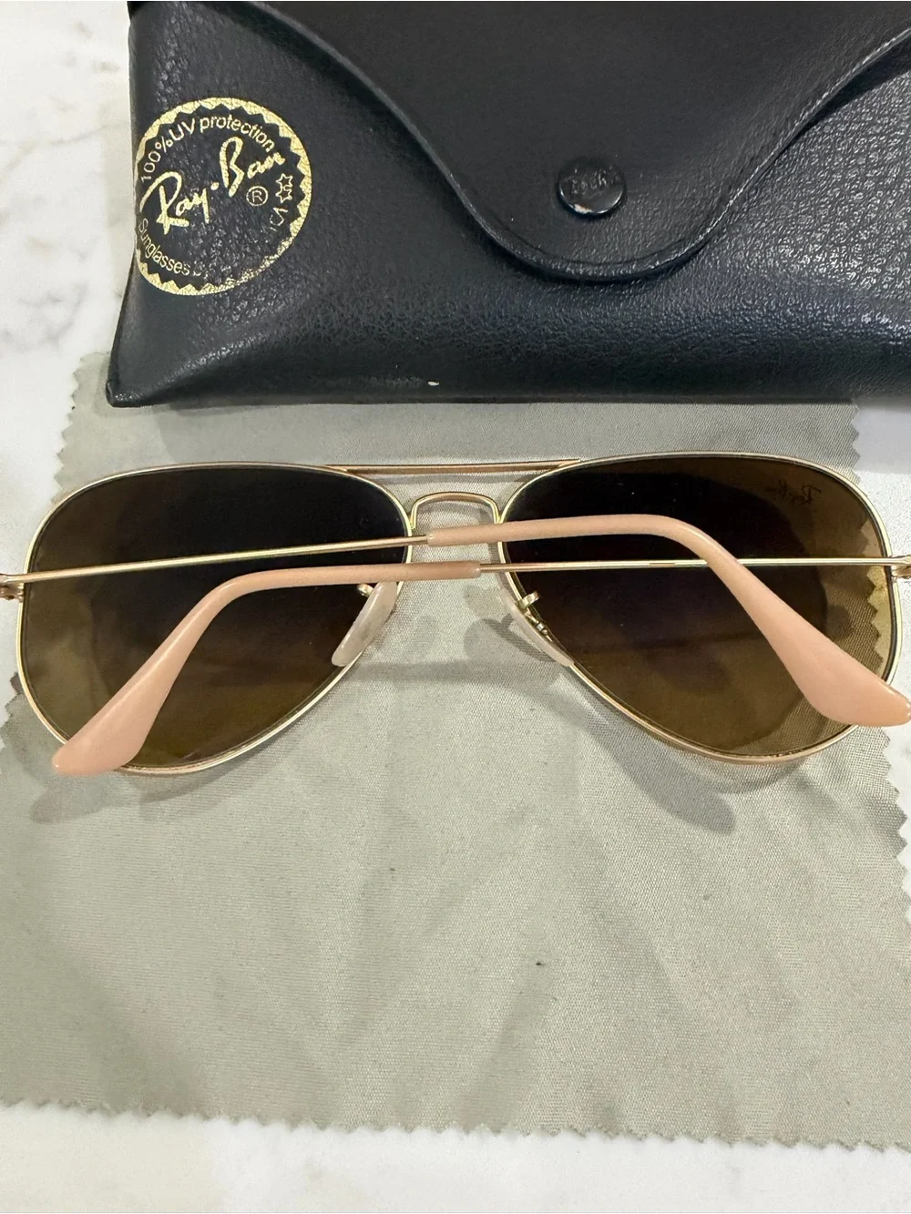 Ray-Ban Gold Frame Brown Lens Aviator Sunglasses